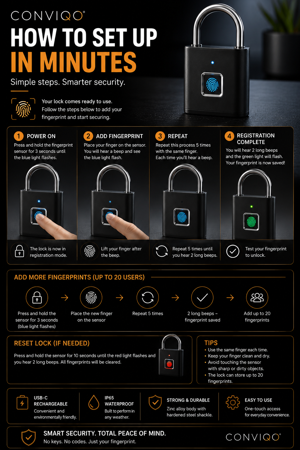 CONVIQO SecureTouch Fingerprint Lock Pro