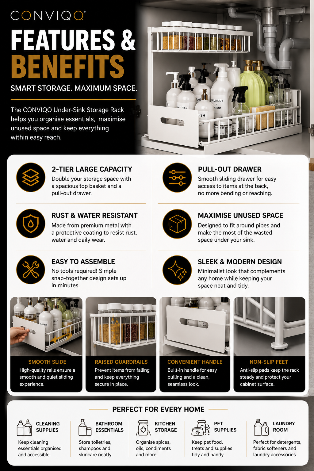 CONVIQO Under-Sink Storage Rack