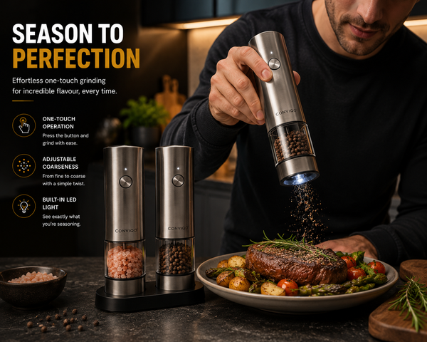 CONVIQO Electric Salt & Pepper Grinder Set