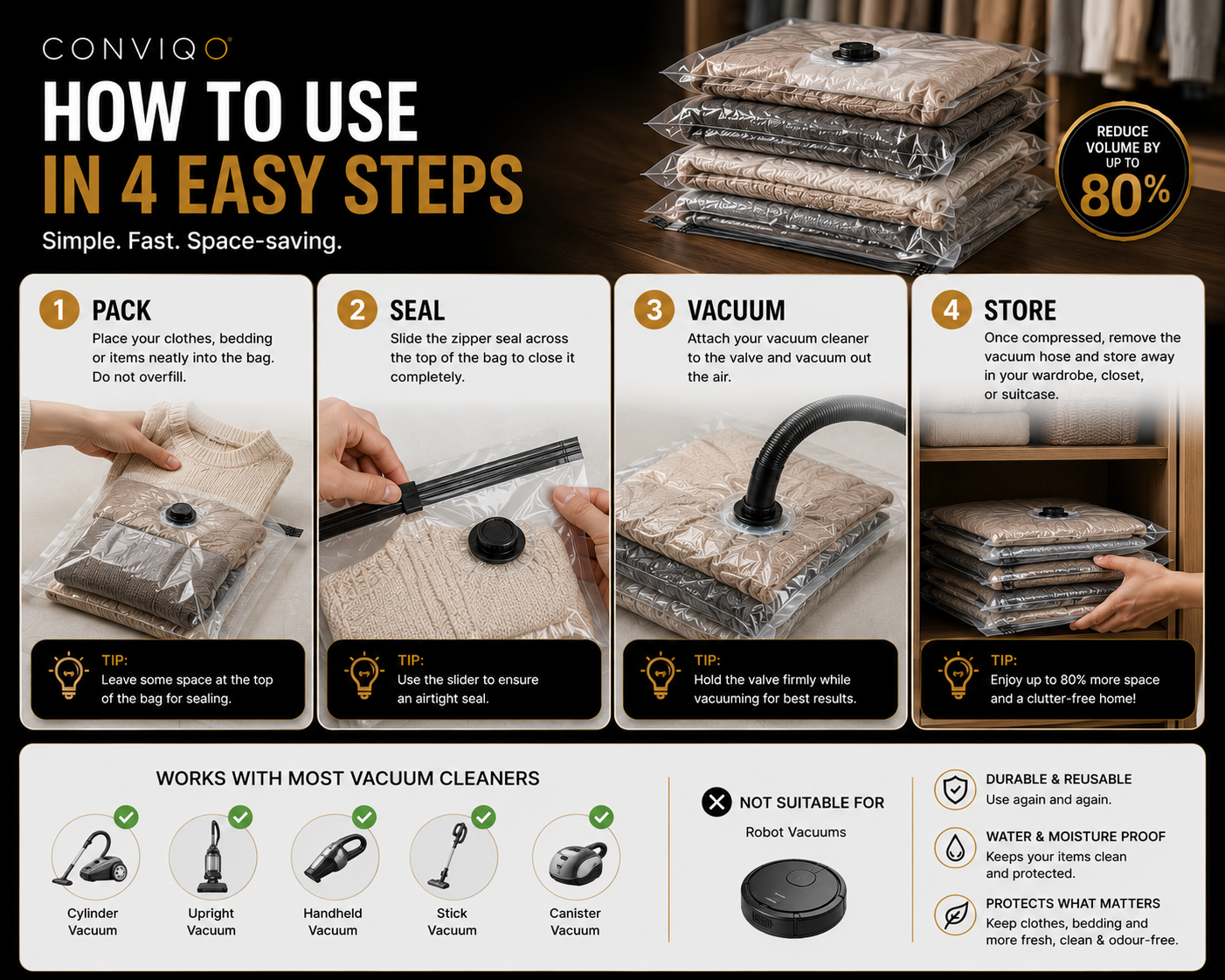 CONVIQO Vacuum Storage Bags