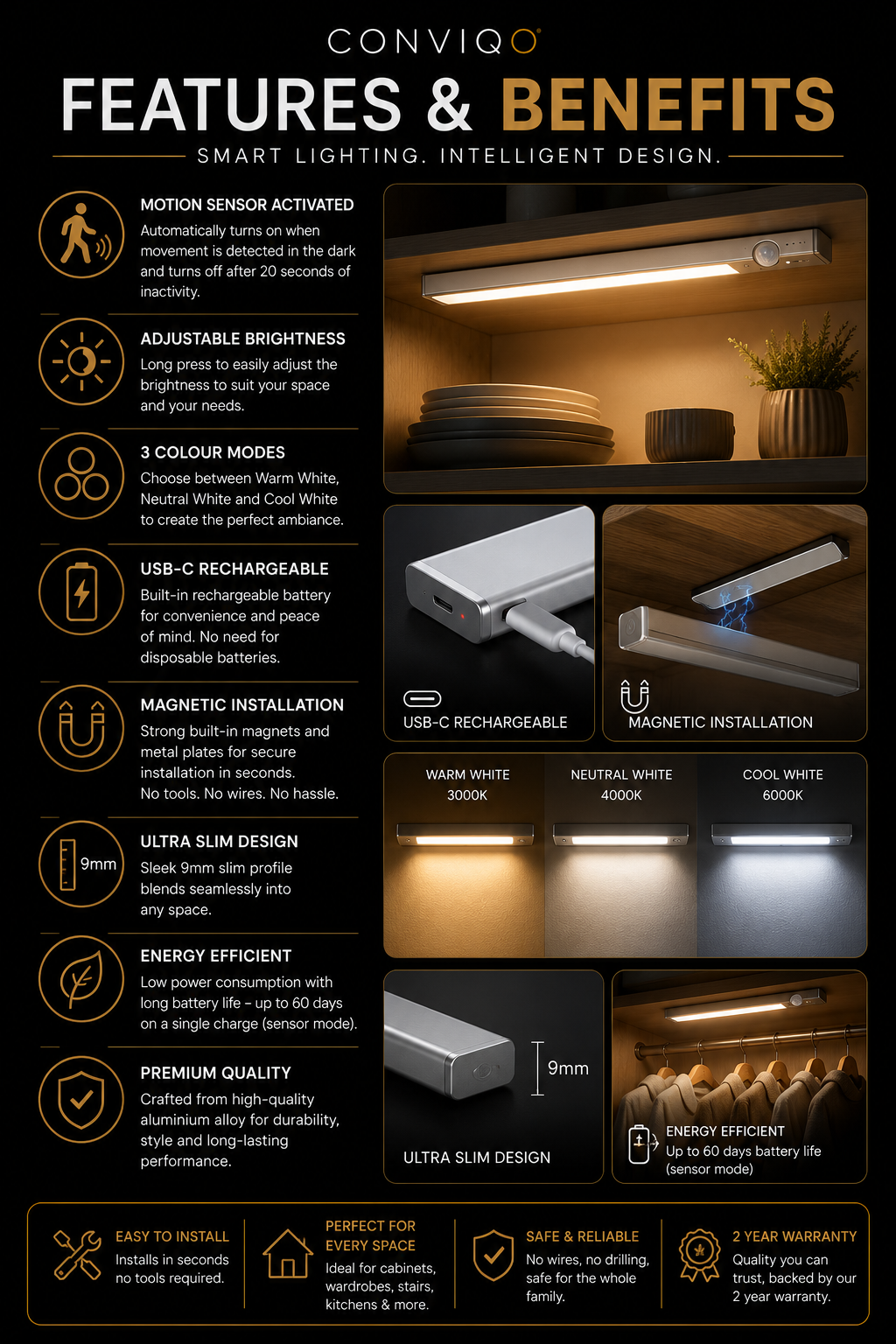 CONVIQO MotionGlow Cabinet light