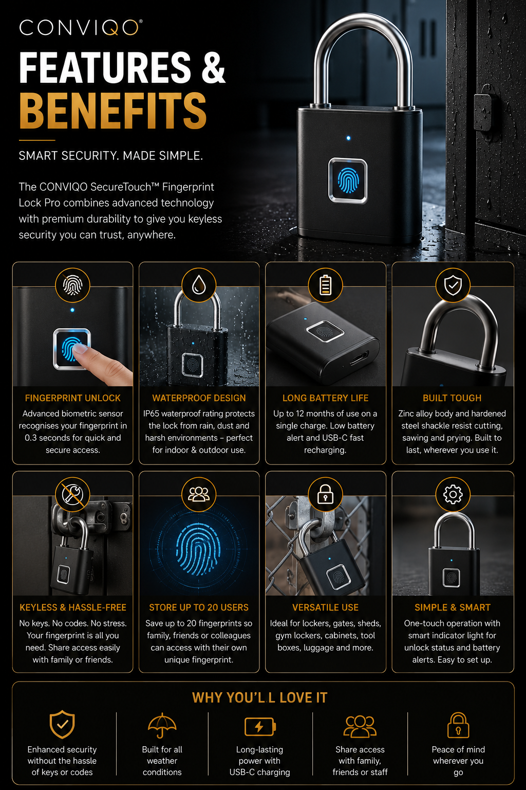 CONVIQO SecureTouch Fingerprint Lock Pro