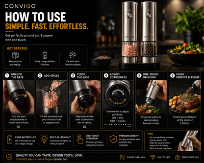 CONVIQO Electric Salt & Pepper Grinder Set